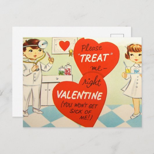 Retro  toevoegen bericht Verpleegarts briefkaart (Voorkant / Achterkant)