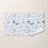  Retro Toile Patroon Cat Catnip Wit Blauw Bad Handdoek (Handdoek)