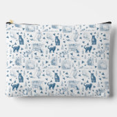  Retro Toile Patroon Cat Catnip Wit Blauw Etui (Voorkant)