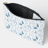  Retro Toile Patroon Cat Catnip Wit Blauw Etui (Open)