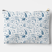  Retro Toile Patroon Cat Catnip Wit Blauw Etui (Achterkant)