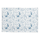  Retro Toile Patroon Cat Catnip Wit Blauw Kussensloop (Achterkant)