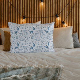 Retro Toile Patroon Cat Catnip Wit Blauw Kussensloop