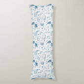  Retro Toile Patroon Cat Catnip Wit Blauw Lichaamskussen (Voorkant Verticaal)