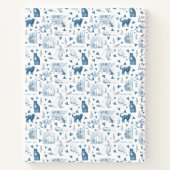  Retro Toile Patroon Cat Catnip Wit Blauw Notitieboek (Achterkant)