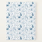 Retro Toile Patroon Cat Catnip Wit Blauw Planner (Achterkant)