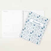 Retro Toile Patroon Cat Catnip Wit Blauw Planner (Display)