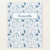 Retro Toile Patroon Cat Catnip Wit Blauw Planner (Voorkant)
