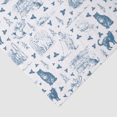  Retro Toile Patroon Cat Catnip Wit Blauw Tissuepapier (Detail)