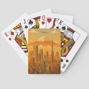Retro Tokyo Kunstwerk Vintage Japan Cityscape Reiz Pokerkaarten