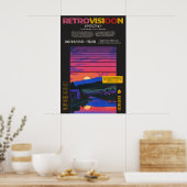 Retro Tokyo Sunset Poster 80s Japanese Village Art (Keuken)