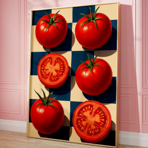 Retro Tomaat Art Print, Fotorealistische Keuken Poster