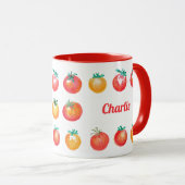 Retro Tomaat Hand-getrokken Zomer Foodie Patroon Mok (Voorkant rechts)