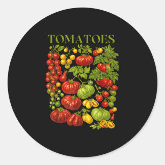 Retro tomatengrafiek vintage zomer groente ronde sticker