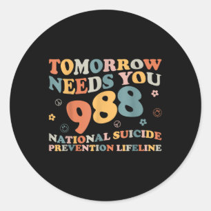Retro Tomorrow heeft zelfmoordpreventie nodig Ronde Sticker