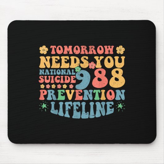 Retro Tomorrow Needs You 988 Suicide Prevention Aw Muismat (Voorkant)