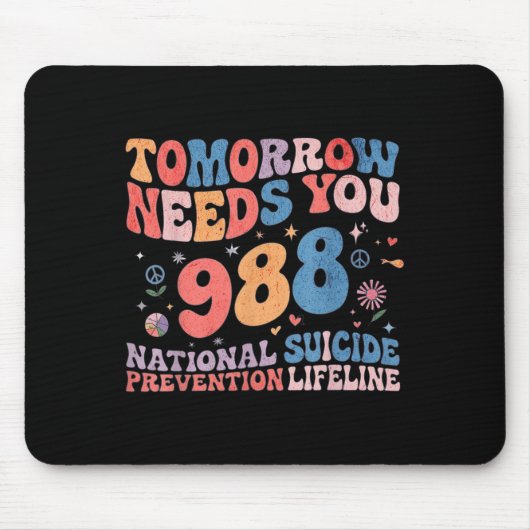 Retro Tomorrow Needs You 988 Suicide Prevention Aw Muismat (Voorkant)