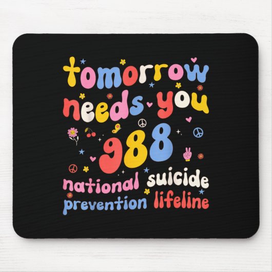 Retro Tomorrow Needs You 988 Suicide Prevention Aw Muismat (Voorkant)