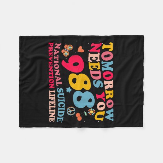 Retro Tomorrow Needs You 988 Suicide Prevention  Fleece Deken (Voorkant (Horizontaal))