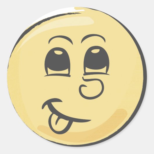 Retro tong emoji ronde sticker (Voorkant)