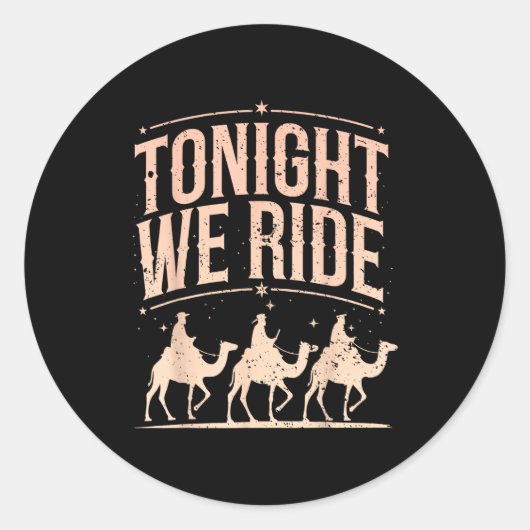 Retro Tonight We Ride Three Wise Men Christmas Nat Ronde Sticker (Voorkant)
