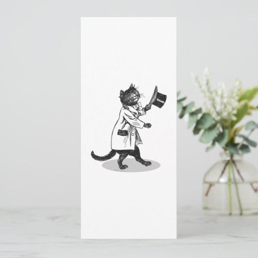 Retro Top Hoed Kat Aangepaste Party Uitnodiging (Staand voorkant)