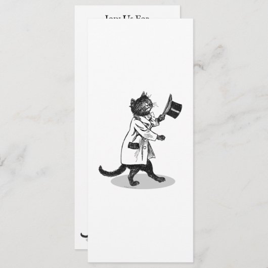 Retro Top Hoed Kat Aangepaste Party Uitnodiging (Voorkant / Achterkant)