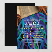 RETRO TORAH Bar Bat Mitzvah Uitnodiging (Voorkant / Achterkant)