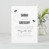 Retro Tortelduifjes bruiloft Kaart (Staand voorkant)