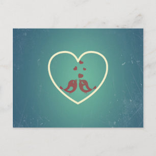  Retro Tortelduifjes Hoorten Blauwgroen BlueTurquo Briefkaart