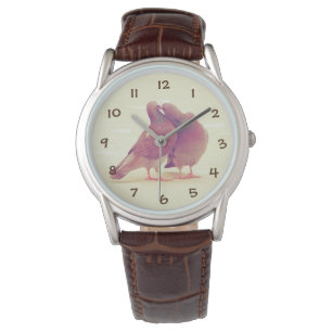 Retro Tortelduifjes Kissende Pigeon Horloge