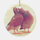 Retro Tortelduifjes Kissende Pigeon Keramisch Ornament (Achterkant)
