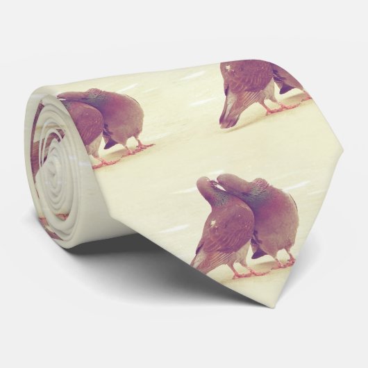 Retro Tortelduifjes Kissende Pigeon Stropdas (Opgerold)