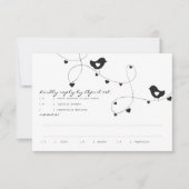 Retro-Tortelduifjes met een hartenreactiekaart RSVP Kaartje (Voorkant)