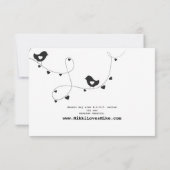 Retro-Tortelduifjes met een hartenreactiekaart RSVP Kaartje (Achterkant)