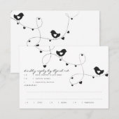 Retro-Tortelduifjes met een hartenreactiekaart RSVP Kaartje (Voorkant / Achterkant)