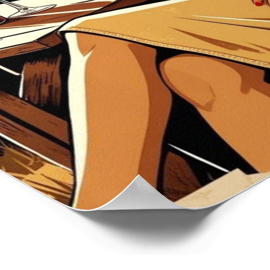 Retro Toscaanse wijngaard illustratie – stijlvol Poster (Hoek)