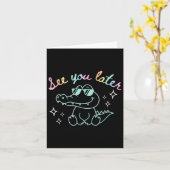 Retro Tot ziens Laatste Dag Van School Alligator E Kaart (Gele Bloem)