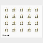 Retro Totale Zonneverduistering 2024 Skeleten voor Ronde Sticker (Vel)