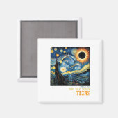 Retro Totale Zonneverduistering 2024 Texas voor Ma Magneet (Voorkant / Achterkant)
