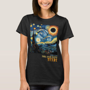 Retro Totale Zonneverduistering 2024 Texas voor Ma T-shirt