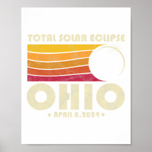 Retro Totale Zonsverduistering 2024 Ohio USA Total Poster