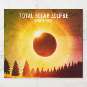 Retro Totale zonsverduistering 8 april 2024 landsc Bier Etiket (Enkel label)