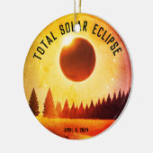 Retro Totale zonsverduistering 8 april 2024 landsc Keramisch Ornament (Links)