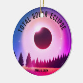Retro Totale zonsverduistering 8 april 2024 landsc Keramisch Ornament (Links)