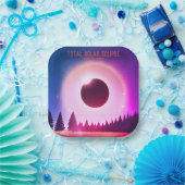 Retro Totale zonsverduistering 8 april 2024 landsc Papieren Bordje (Feest)