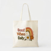 Retro Tote Bag met Goede Vibes (Voorkant)