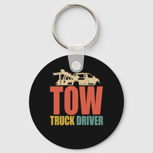 Retro Tow Truck Driver Wrecker Recovery Vehicle Sleutelhanger (Voorkant)