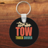 Retro Tow Truck Driver Wrecker Recovery Vehicle Sleutelhanger (Voorkant)