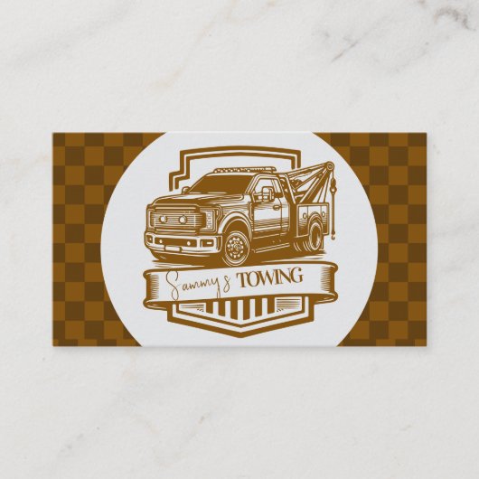 Retro Towing Services Logo QR Code Visitekaartje (Voorkant)